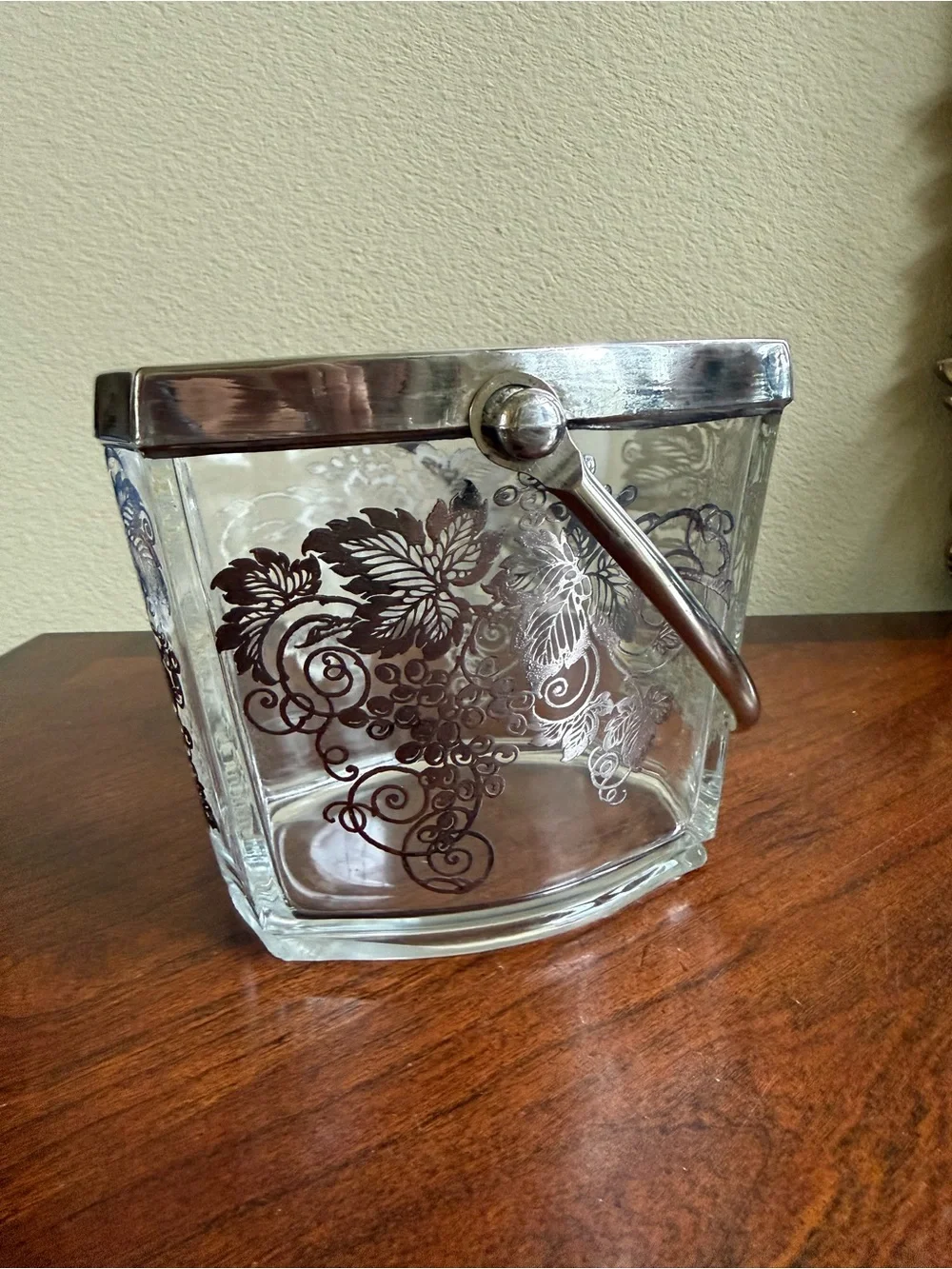 Vintage Fostoria sterling silver overlay ice bucket